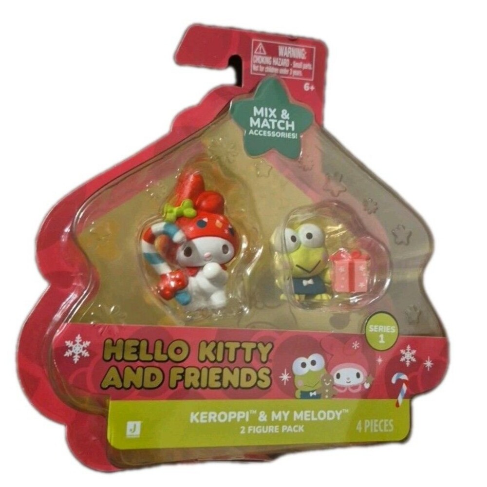 Hello Kitty And Friends MY MELODY & KEROPPI Christmas Figure 2 Pack New